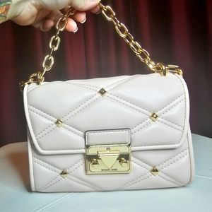 Michael Kors blush pink studded quilted convertible crossbody bag